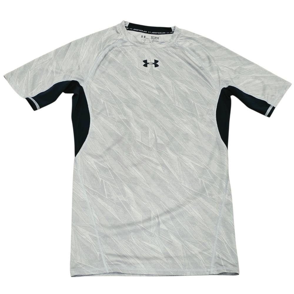 Under Armour HeatGear Compression Shirt Mens M Gray Black All Over Print Gym